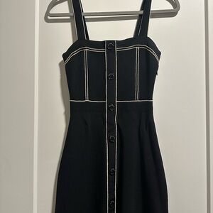 Elegant Black Midi Dress with Contrast Stitching